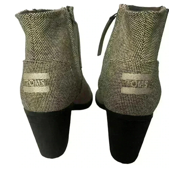 TOMS Majorca Women's Booties Gray And Gold Block Heel Peep Toe Size 7.5 / 38 - Picture 5 of 11